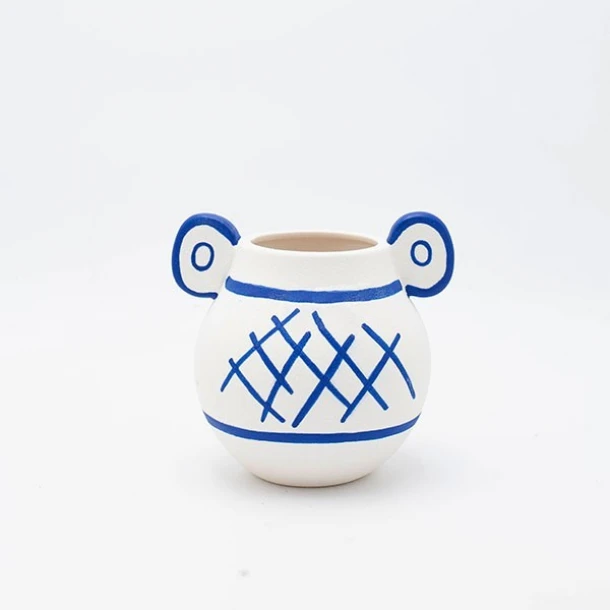 Βάζο Πορσελάνης Λευκό-Μπλε 15,9x13,5x10εκ. ESTHETI 819-00224