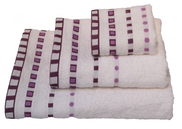 Πετσέτα Βαμβακερή Ζακάρ Χεριών 30x50εκ. White-Lilac Komvos Home 7000011-4