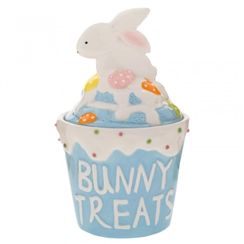 Πασχαλινή Μπισκοτιέρα Κεραμική Μπλε Με Λαγό 14x14x23εκ. iliadis 89266