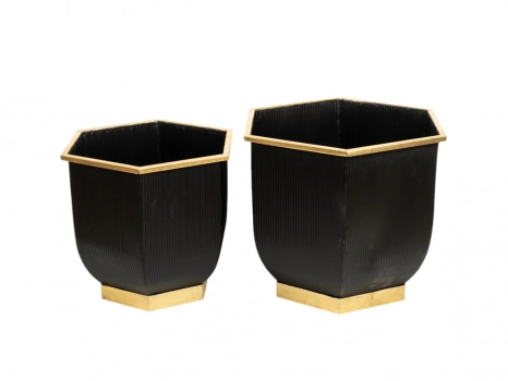 Κασπώ Σετ 2τμχ Μεταλλικό Χρυσό-Μαύρο 34x31,5x39,5εκ.-29x28,5x35,5εκ. Zen Collection 25.19.51407