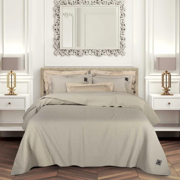 Κουβερλί Με Κέντημα Microfiber King 240x250εκ. Essential 4455 Taupe Greenwich Polo Club