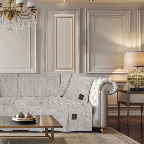 Ριχτάρι Chenille Διθέσιου 180x250εκ. Essential 3946 White Greenwich Polo Club