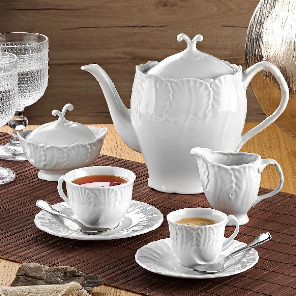 Σετ Φλυτζάνια Τσαγιού 6τμχ Πορσελάνης 230ml Jasmine White CRYSPO TRIO 29.000.16