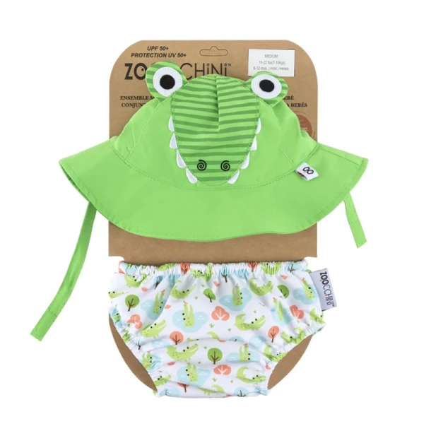 Σετ Μαγιό Πάνα Με Καπέλο UPF50 12-24μηνών Αλιγάτορας Zoocchini ZOO12007L