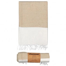 Πετσέτα Θαλάσσης Pestemal Βαμβακερή White-Brown 90x180εκ. Summer tiempo 42-2946