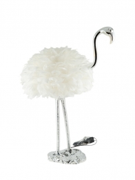 Φωτιστικό Επιτραπέζιο Πουλί Ασημί-Λευκό Με Πούπουλα 40x70εκ. Zen Collection 25.33.51803
