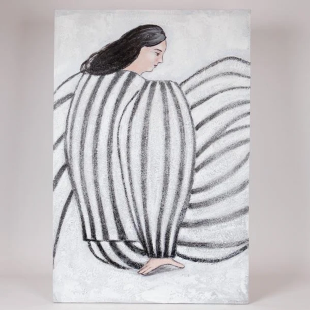 Πίνακας Καμβάς Γυναικεία Φιγούρα Λευκός-Μαύρο 60x3,8x90εκ. ESTHETI 812-20017