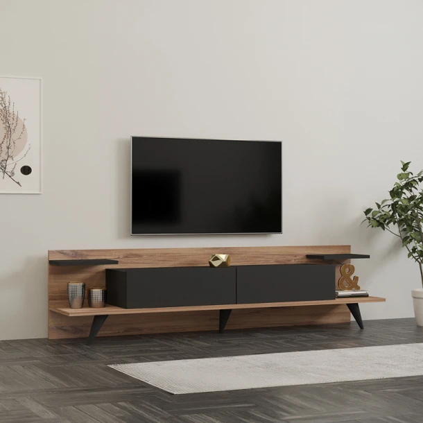 Έπιπλο τηλεόρασης Astry pakoworld καρυδί με ανθρακί 180x36,8x45εκ