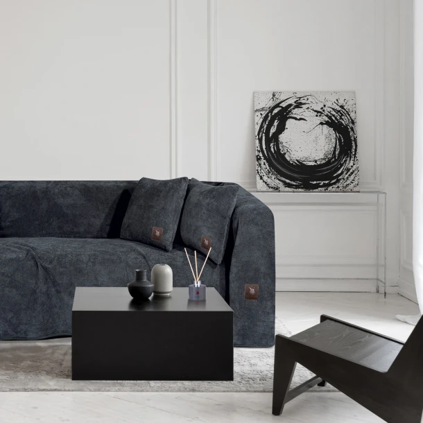 Ριχτάρι Microchenille-Polar Fleece Τριθέσιος 180x300εκ. Premium 2760 Γκρι Σκούρο Greenwich Polo Club