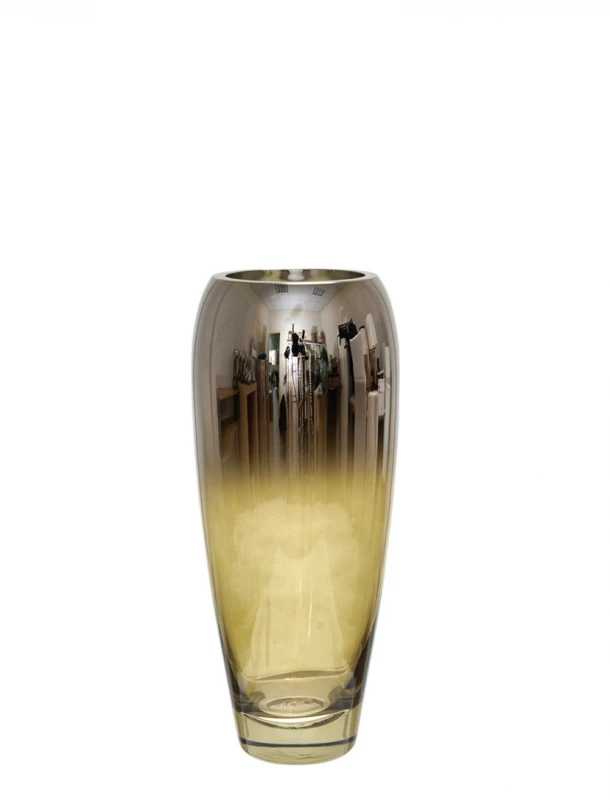 Βάζο Χειροποίητο Φυσητό Γυαλί Ασημί-Λαδί 12x28,7εκ. Zen Collection 25.43.52146