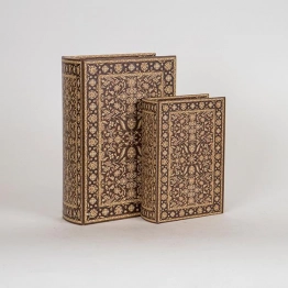 Διακοσμητικό Κουτί Βιβλίο Σετ 2τμχ Ξύλινο Καφέ 19x7x27εκ. ESTHETI 752-17061