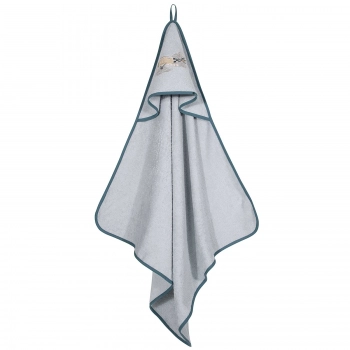 Κάπα Βαμβακερή Με Κέντημα Bebe 80x80εκ. Essential 8852 Μπλε-Γκρι Greenwich Polo Club