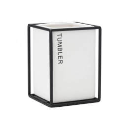 Ποτηροθήκη Κεραμική-Μεταλλική Λευκή-Μαύρη Cage 8,5x12εκ. Estia 02-30025