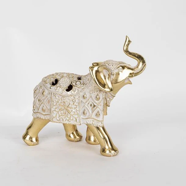 Διακοσμητικό Επιτραπέζιο Ελέφαντας Polyresin Λευκός-Χρυσός 23x8,5x21εκ. ESTHETI 752-11616