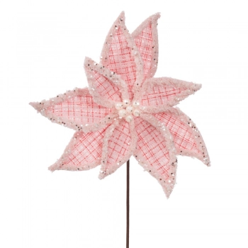 Χριστουγεννιάτικο Κλαδί Αλεξανδρινό Ροζ Καρώ Glitter 60εκ. iliadis 90436