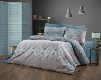 Σετ Σεντόνια 4τμχ Polycotton Υπέρδιπλα 220x240εκ. Καλλιρόη 605 Grey-Petrol DimCol