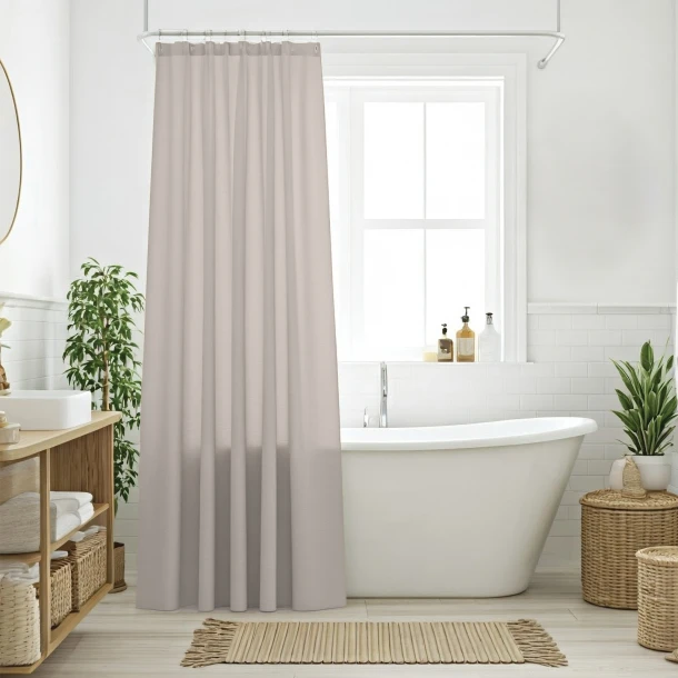 Κουρτίνα Μπάνιου Αδιάβροχη Polyester 240x180εκ. Curtains 0808 Taupe Das Home