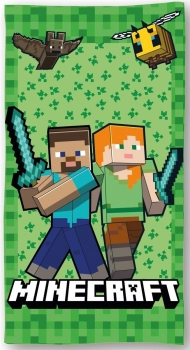 Πετσέτα Θαλάσσης Παιδική Quick Dry Microfiber 70x140εκ. Mojang Minecraft 004 Light Green Dimcol
