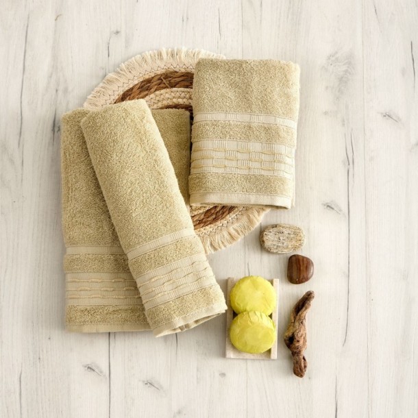 Σετ Πετσέτες 3τμχ Βαμβακερές Evelyn Beige Sb home
