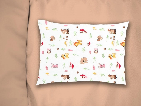 Μαξιλαροθήκη Bebe Φάκελος Βαμβακερή 35x45εκ. Forest Animals 571 White-Pink DimCol