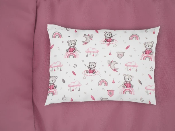 Μαξιλαροθήκη Bebe Βαμβακερή 35x45εκ. Cloudy Bear 582 White-Pink DimCol