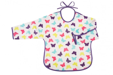Σαλιάρα Αδιάβροχη Βαμβακερή Με Δέσιμο Και Μανίκι Πεταλούδες akuku A1743