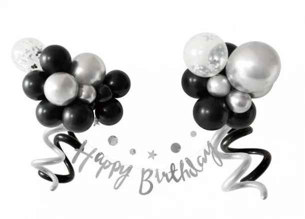 Σετ Μπαλόνια 31τμχ Happy Birthday Μαύρο-Ασημί 2437404