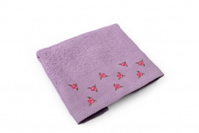 Πετσέτα Βαμβακερή Μεμονωμένη Σώματος 70x140εκ. Μωβ Με Κέντημα Ανθάκι DimCol