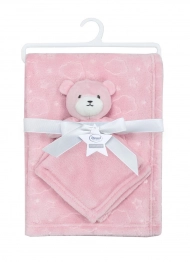 Σετ Κουβέρτα Fleece Αγκαλιάς-Λίκνου 75x100εκ. Με Νάνι-Πανάκι Παρηγοριάς 33x33εκ. Bear 08 Pink Dimcol