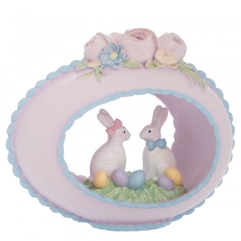 Διακοσμητικό Λαγουδάκια Σε Αυγό Polyresin 17x10x14εκ. iliadis 92338