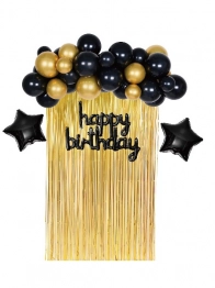 Σετ Μπαλόνια 35τμχ Happy Birthday Μαύρο-Χρυσό 2437397