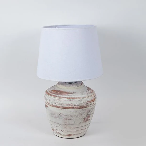 Φωτιστικό Επιτραπέζιο Κεραμικό Αντικέ Λευκό-Μπεζ 25x25x56εκ. ESTHETI 757-10108