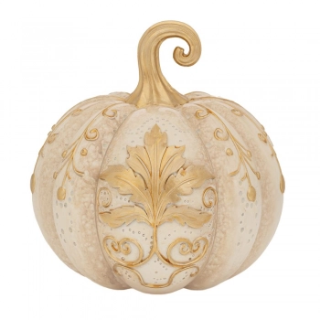 Διακοσμητική Κολοκύθα Polyresin Εκρού-Χρυσή 19,5x19,5x19,5εκ. iliadis 90707