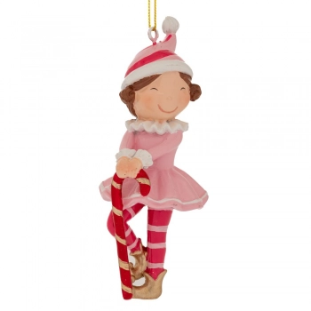 Χριστουγεννιάτικο Στολίδι Ξωτικό Polyresin Ροζ 5,5x4,5x12,5εκ. iliadis 91158