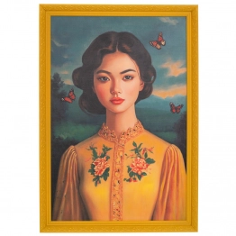Πίνακας Χειροποίητος Με Γυναικεία Φιγούρα Σε Κίτρινη Κορνίζα 80x115εκ. iliadis 92505