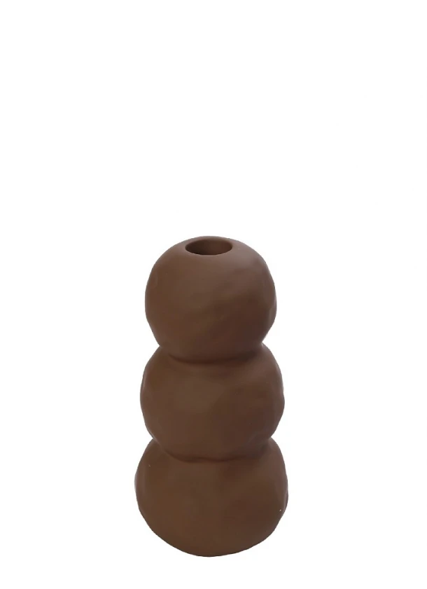 Κηροπήγιο Κεραμικό Καφέ ESPIEL 8,3x8,3x16,5εκ. KLA322K4