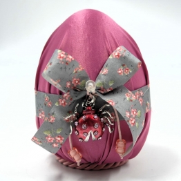 Πασχαλινό Διακοσμητικό Αυγό Γυάλινο Με Ροζ Σατέν Ύφασμα Royal Art 16εκ. GOU21/8/15DP