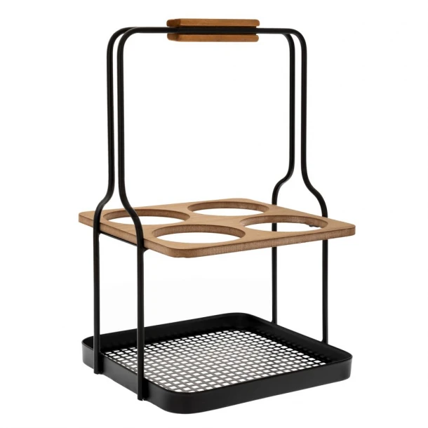 Μπουκαλοθήκη 4 Θέσεων Μεταλλική-Ξύλινη Μαύρη 25,5x24x40εκ. iliadis 88189