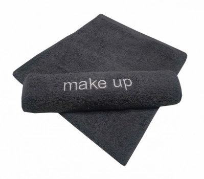 Πετσέτα Βαμβακερή Με Κέντημα Make Up 30x50εκ. Γκρι Plain Line