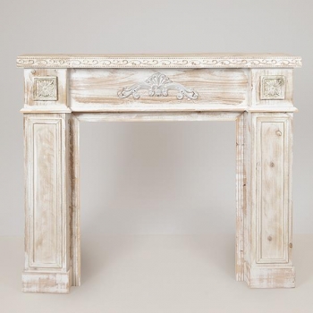 Πρόσοψη Τζακιού Ξύλινη Αντικέ Μπεζ 120x23x101εκ. ESTHETI 750-33515