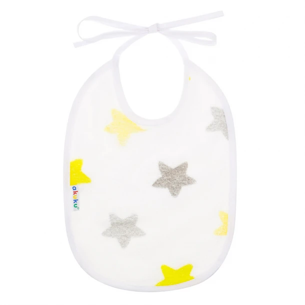 Σαλιάρα Αδιάβροχη Βαμβακερή με Δέσιμο για Βρέφη Αστεράκια akuku A1665