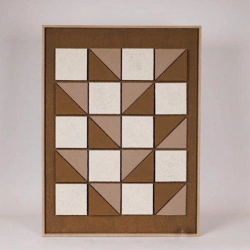 Πίνακας Καμβάς-Ξύλινος Με 3D Τετράγωνα Καφέ-Μπεζ 60x2,9x80εκ. ESTHETI 812-20019