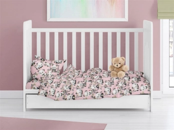 Πάπλωμα Φανελένιο Κούνιας 120x160εκ. Panda Bear 97 Pink DimCol