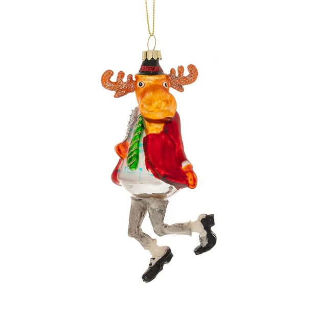 Χριστουγεννιάτικος Τάρανδος Κρεμαστός Γυάλινος Κόκκινος 6,5x4x14εκ. iliadis 87468