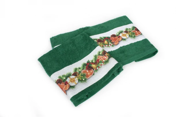 Χριστουγεννιάτικο Σετ Πετσέτες 2τμχ Βαμαβακερό Christmas Ornaments Πράσινο DimCol