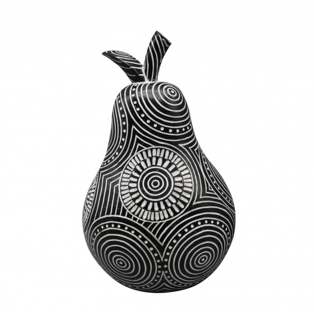 Διακοσμητικό Επιτραπέζιο Αχλάδι Polyresin Μαύρο-Λευκό ESPIEL 18,2x15x27,5εκ. FIG225