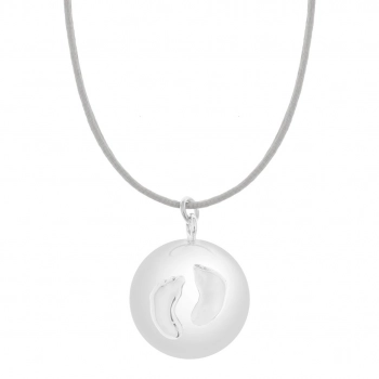 Μενταγιόν Εγκυμοσύνης Επάργυρο-Βαμβακερό Bola Sofie Silver-Grey Πατουσάκια Proud Mama PM-668