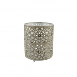 Κηροπήγιο Μεταλλικό Αντικέ-Ασημί-Λευκό Art Et Lumiere 12x14,5εκ. 01446