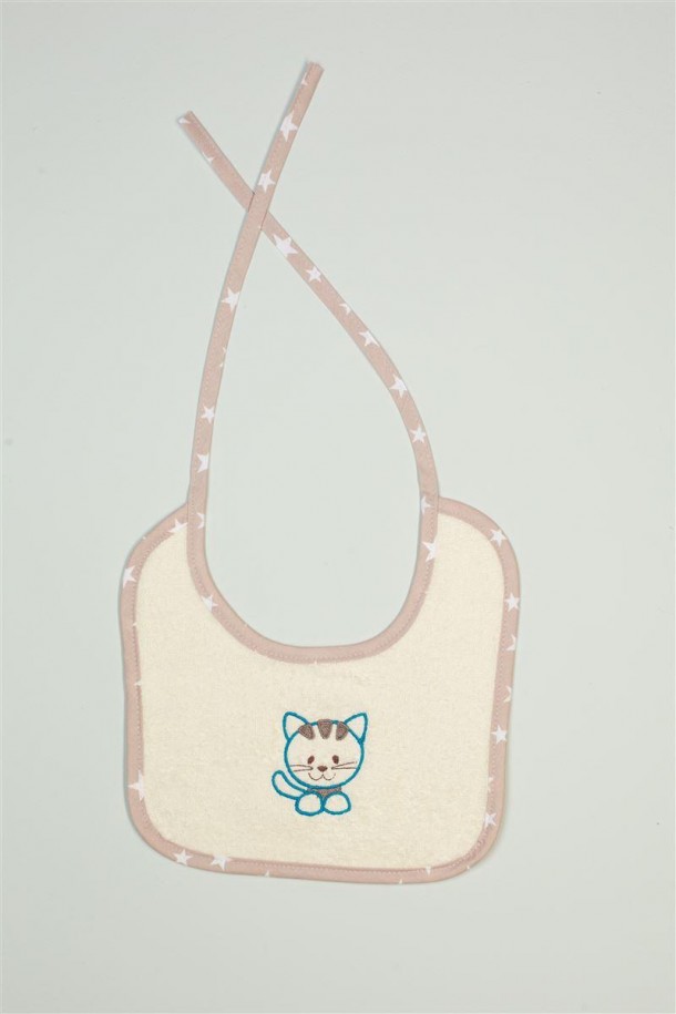 Σαλιάρα Βαμβακερή Με Κέντημα Kitty 138 25x25εκ. Εκρού DimCol