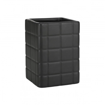 Ποτηροθήκη Κεραμική Μαύρη 7,5x7,5x11εκ. Tiles Estia 02-27704